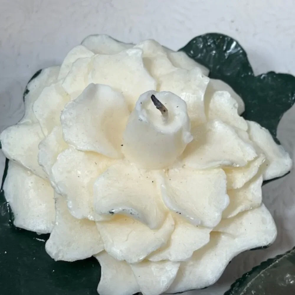 VTG 4 White 1 Pink Magnolia Floating Floral Candles Michael Coffindaffer 5.5